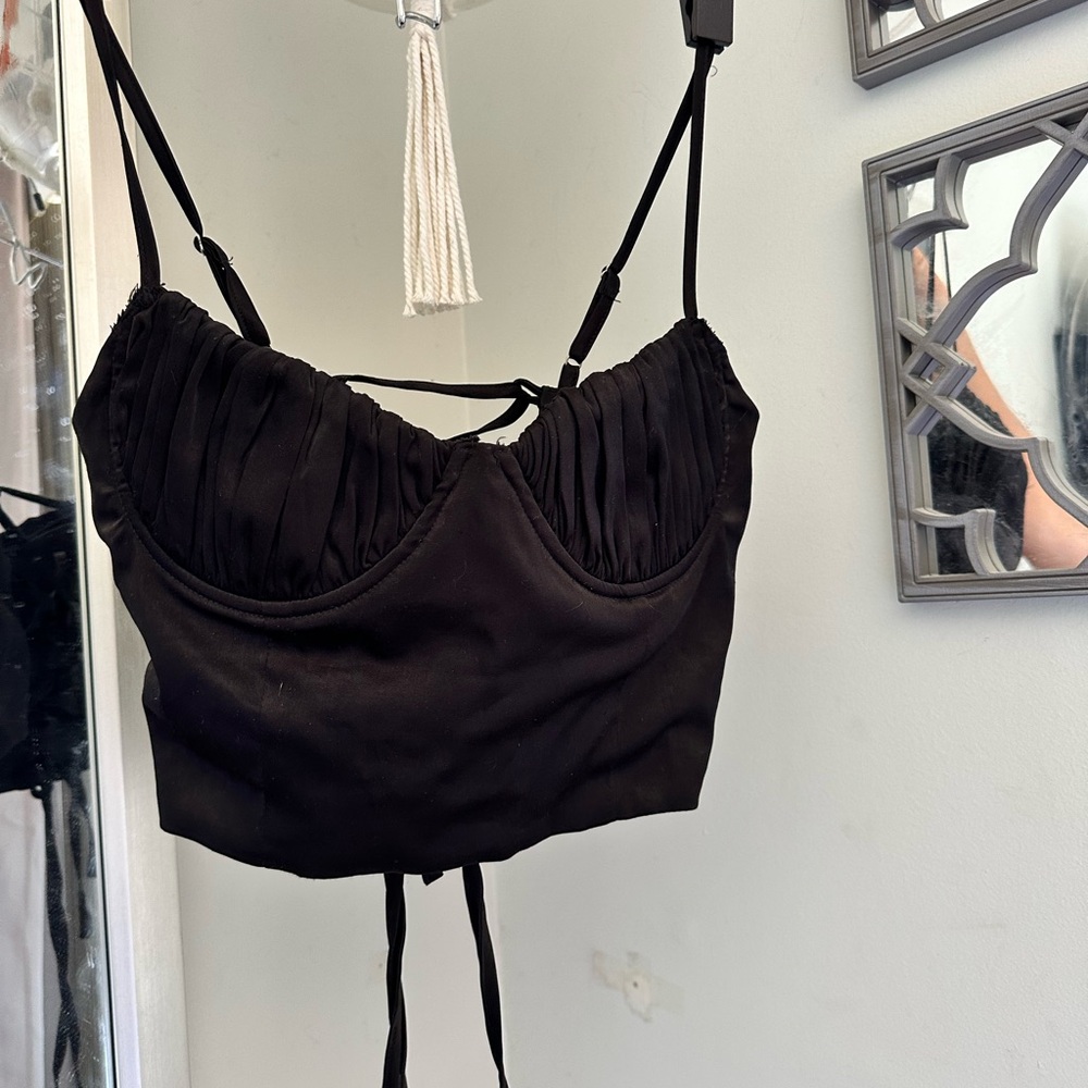 TigerMist Black Pleated Bustier Top size S